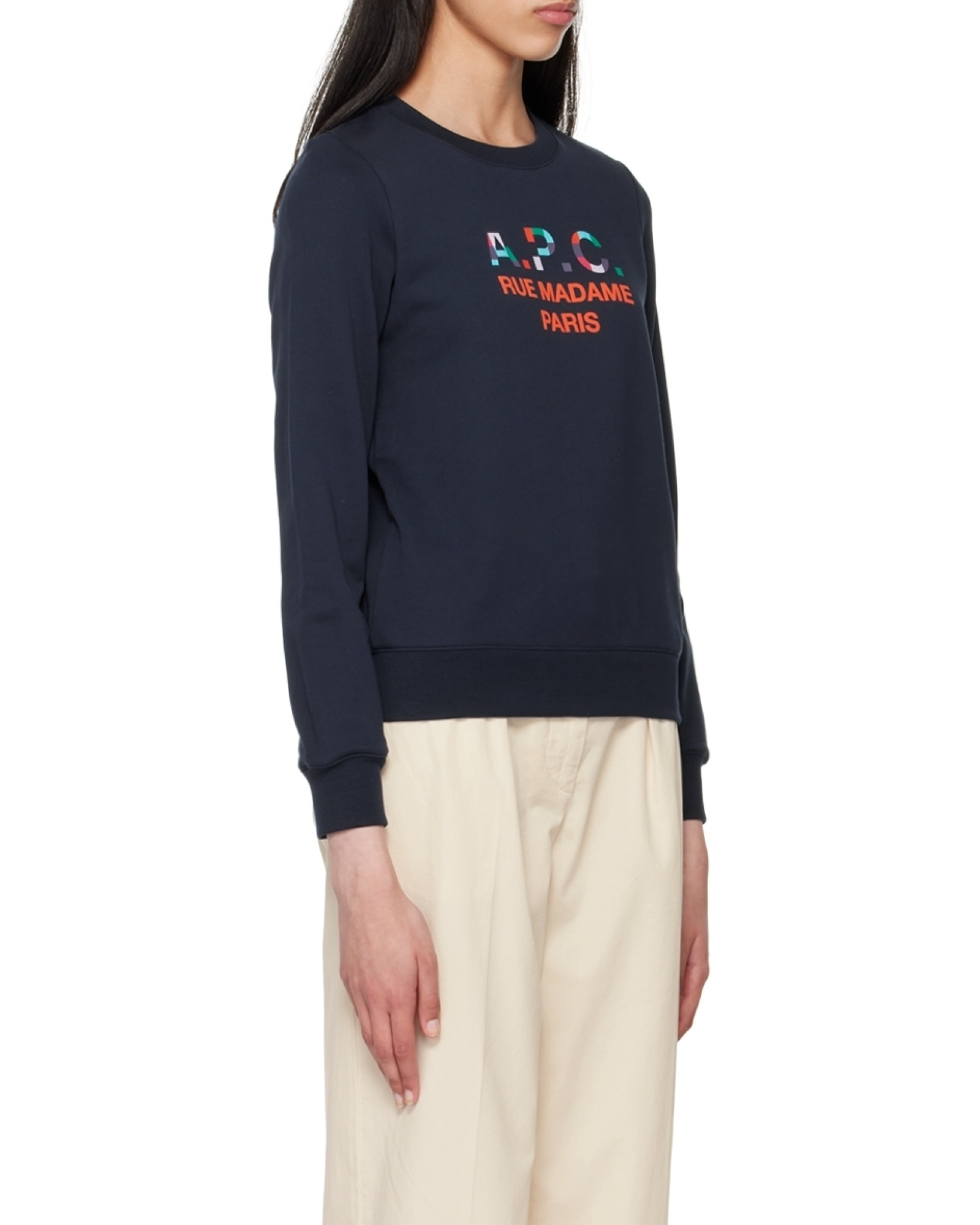 Shop Apc Logo-print Crew Neck Jumper In Black