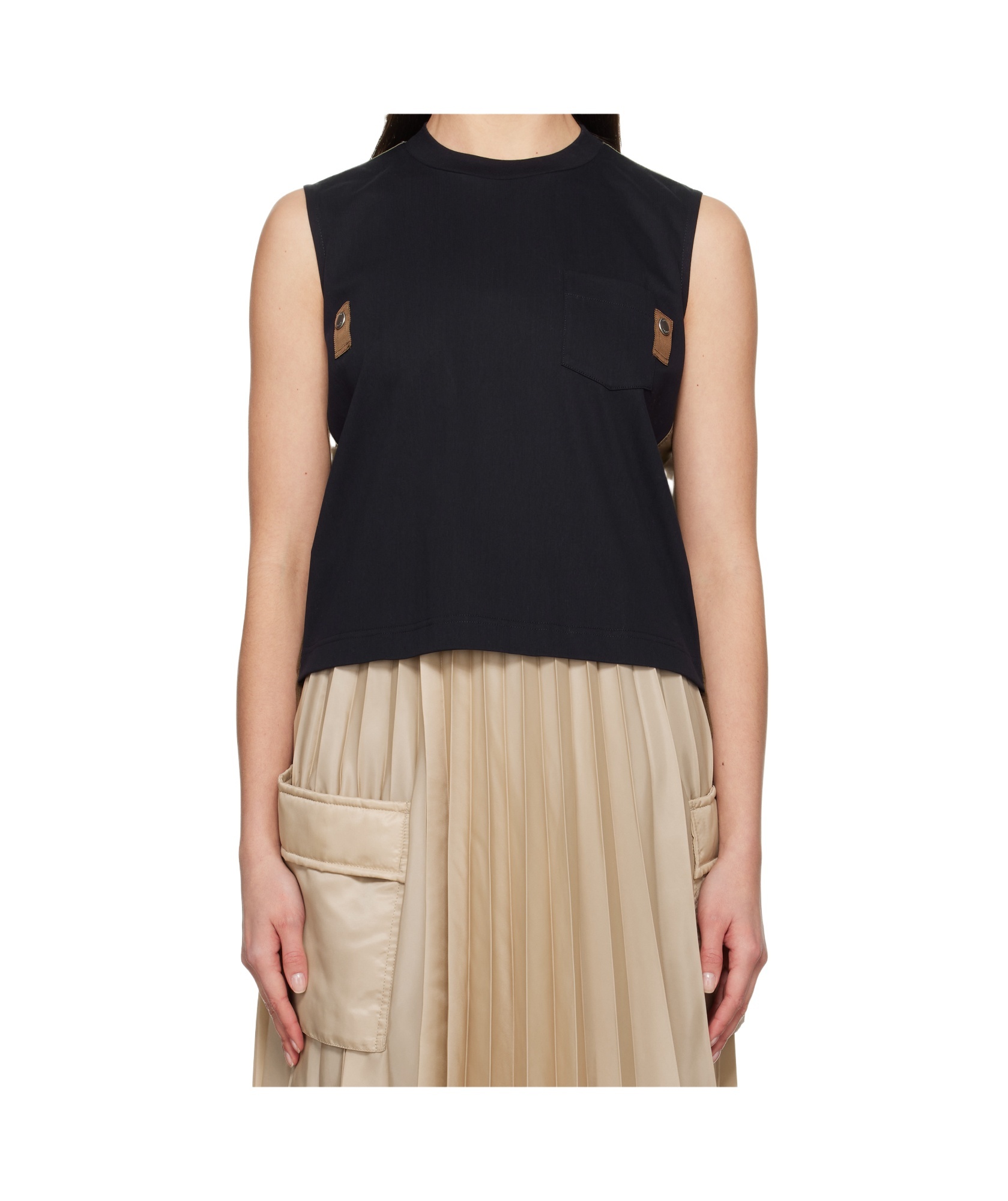 Sacai Panelled Tank Top In Nude