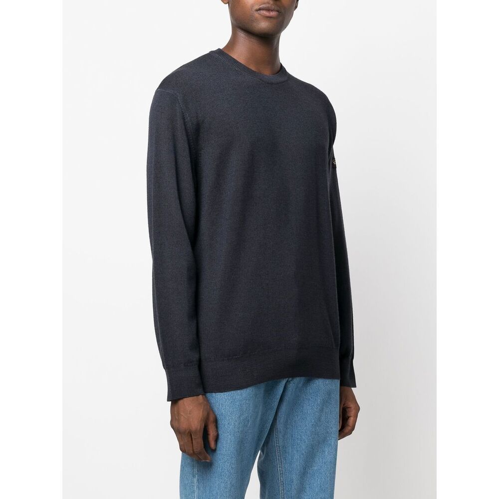 Paul & Shark Maglia Con Scollo A V In Lana Merino Con Badge Iconico In Black