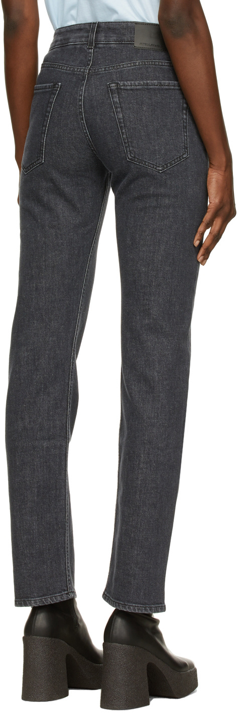 Stella Mccartney Straight-leg Logo-print Jeans In Black
