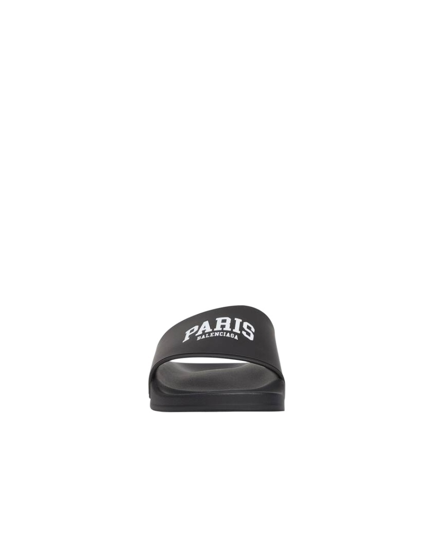 Balenciaga Paris Logo Pool Slides In Black