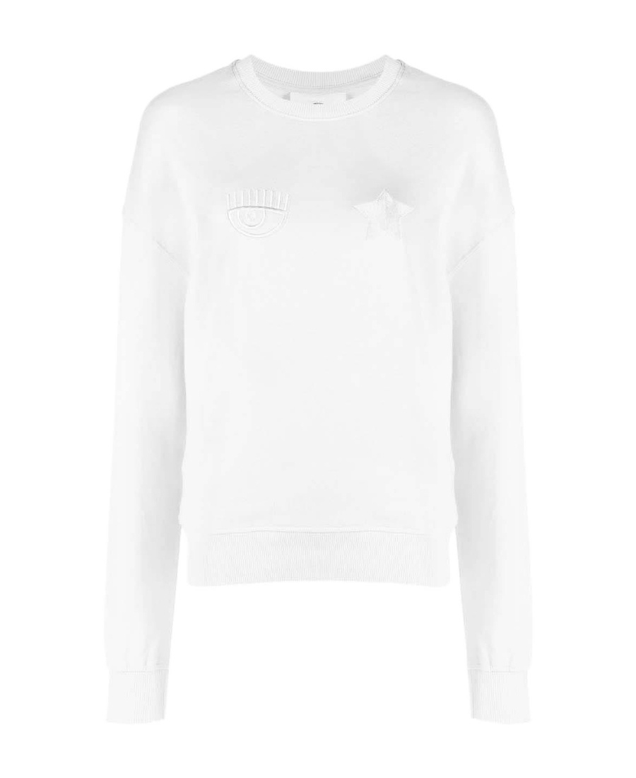 CHIARA FERRAGNI EYE STAR EMBROIDERED LONG-SLEEVED SWEATER 