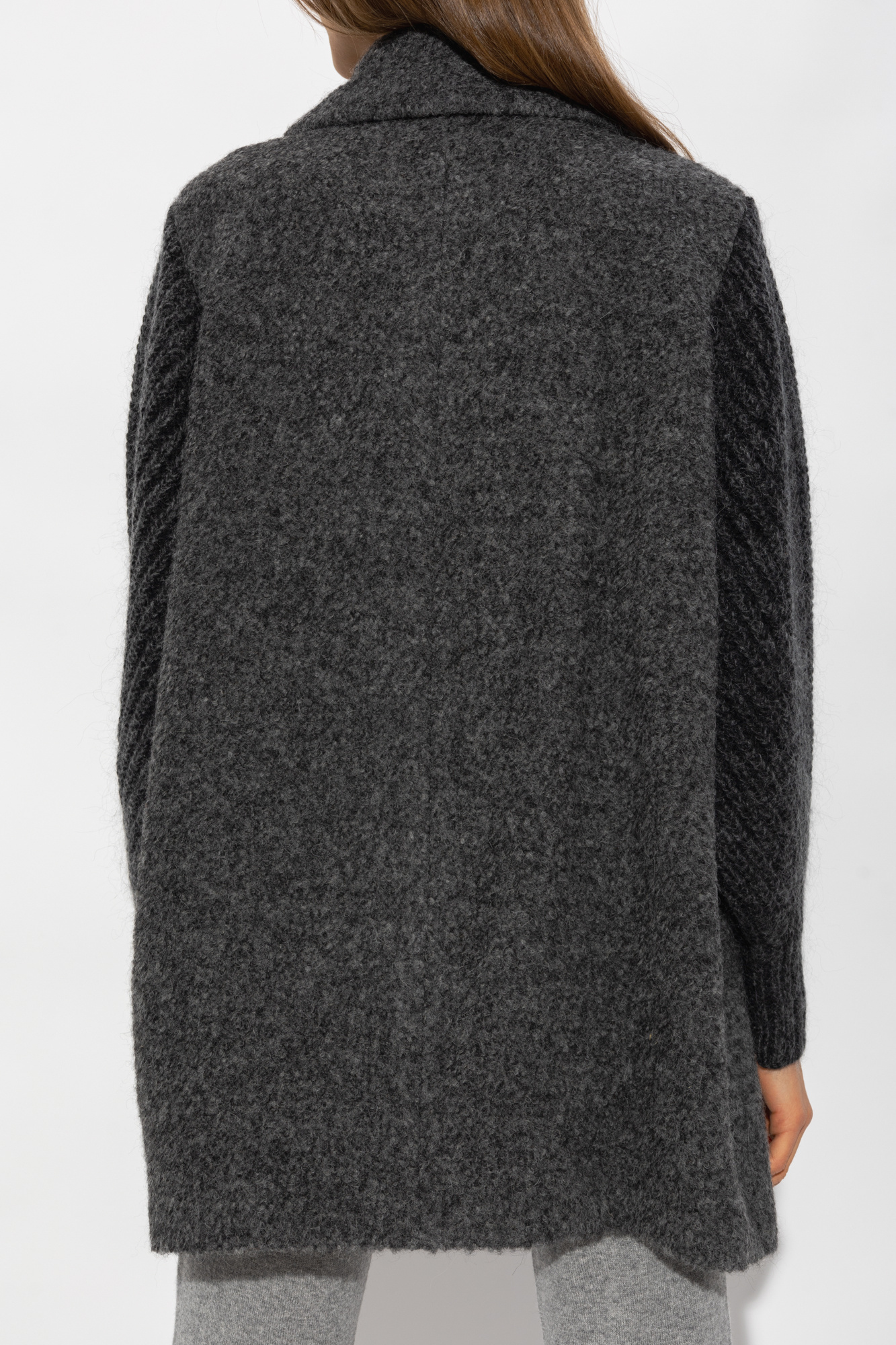 Shop Fabiana Filippi Logo Long-sleeved Coat In Black