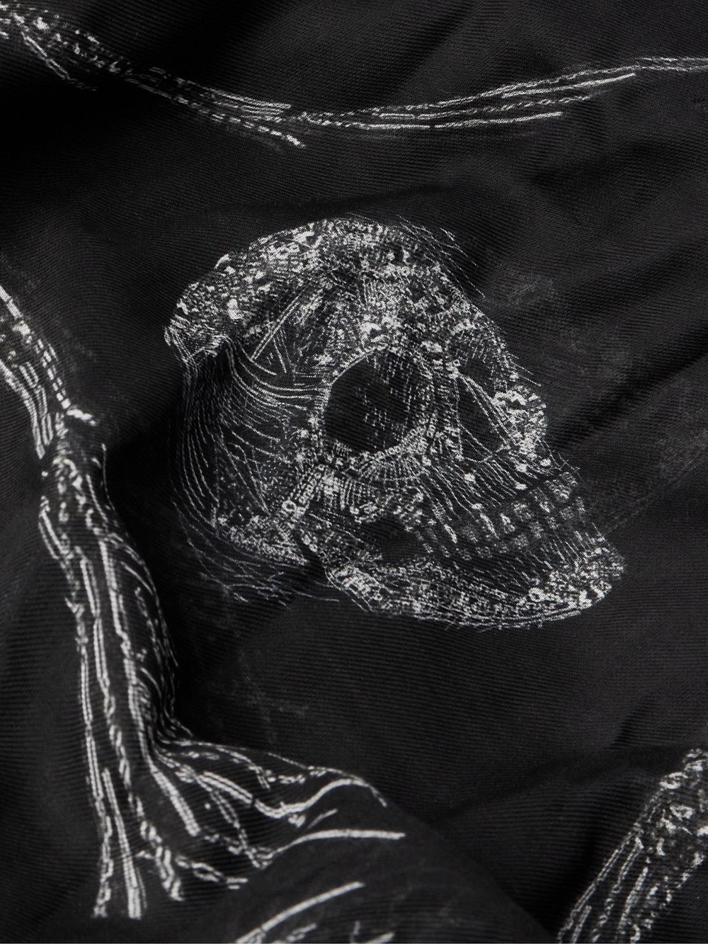 Alexander Mcqueen Crystal Skull-intarsia Scarf In Black