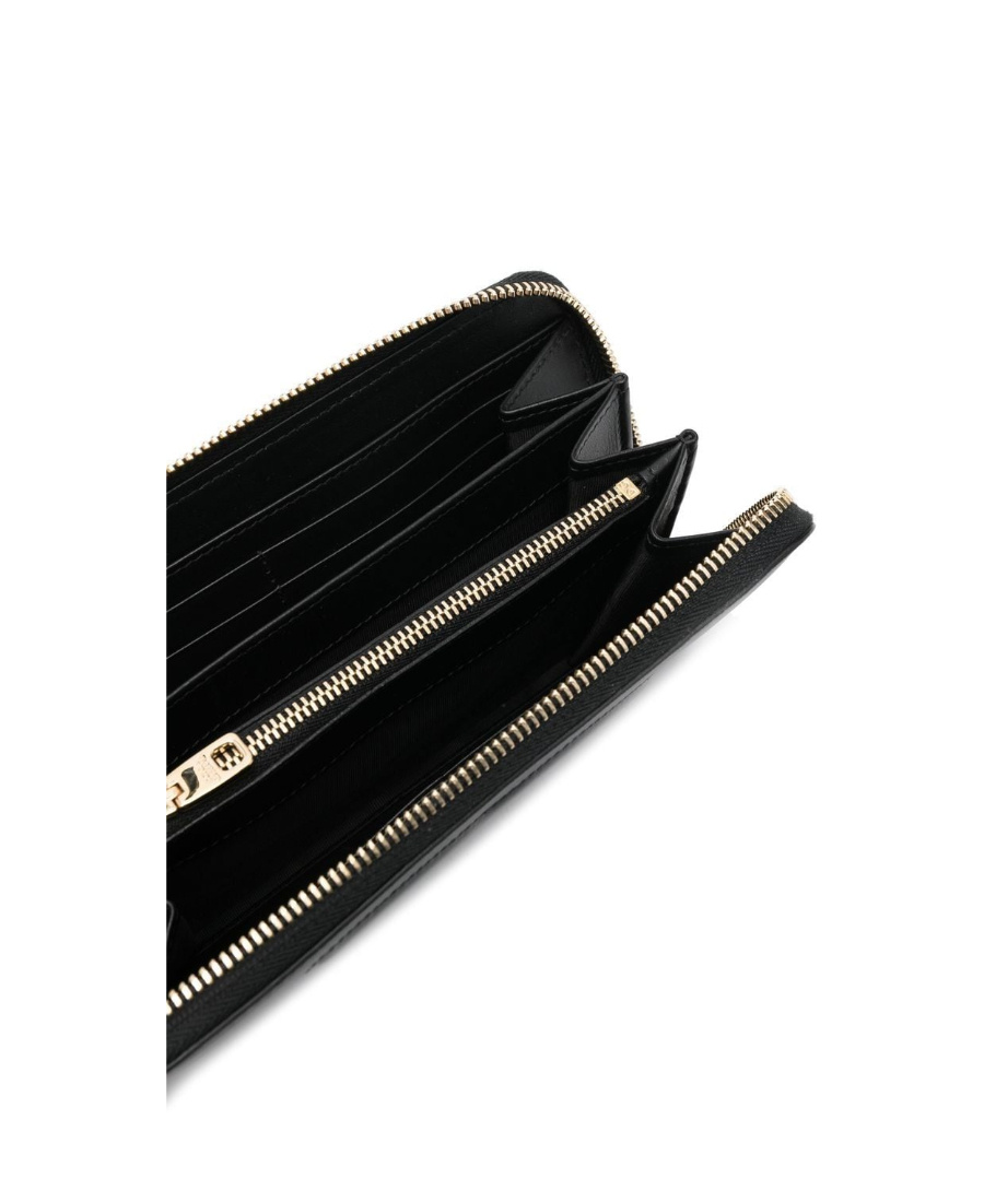 Dolce & Gabbana Calfskin Zip-around Wallet With Dg Logo In Black