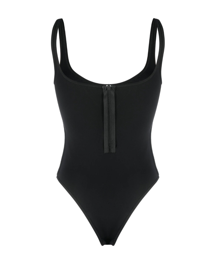 Off-white Logo-print Zip-up Swimsuit In Black