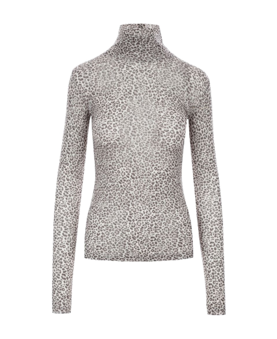 Saint Laurent Women's Printed Wool Top In Gray