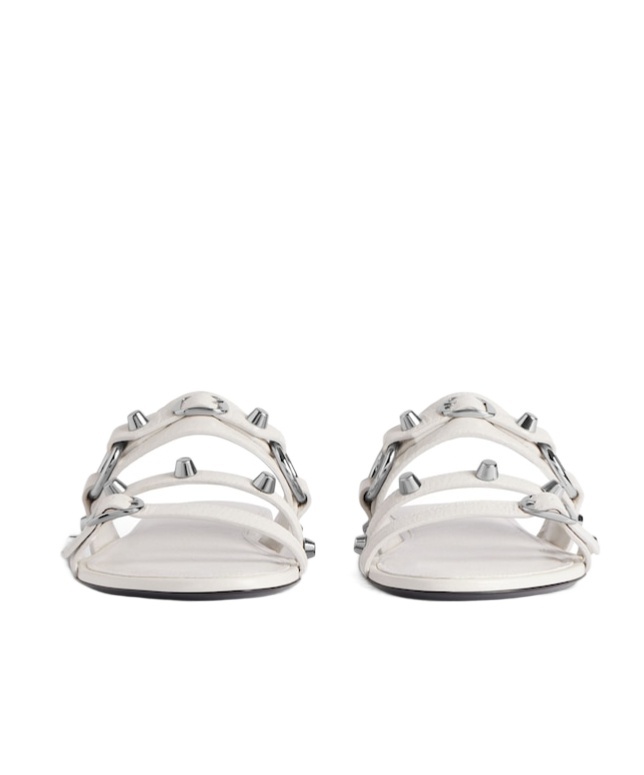 Balenciaga City Studded-strap Slide Sandals In White