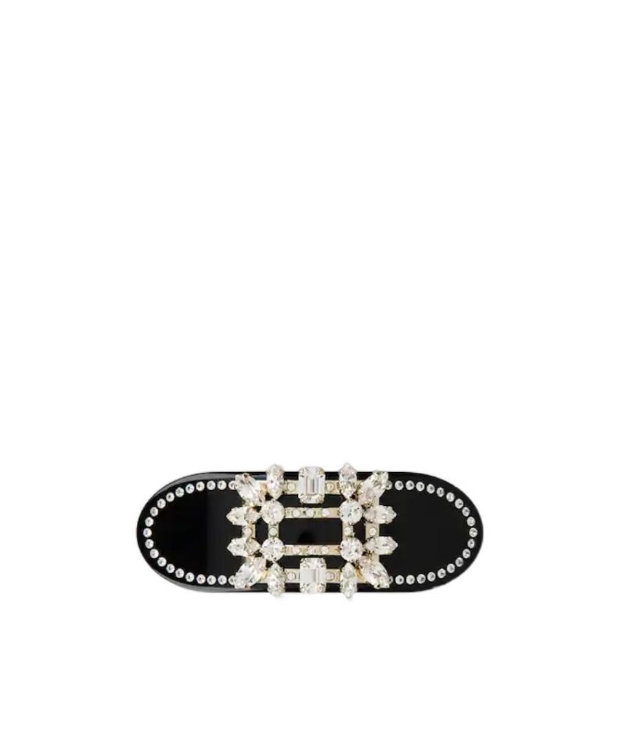 Shop Roger Vivier Broche Vivier Buckle Hair Clip In Black