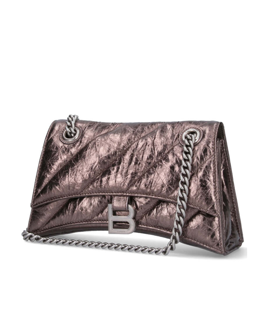 Balenciaga Small Crush Leather Shoulder Bag In Black