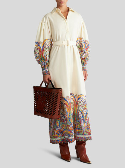 Shop Etro Paisley-print Cotton Shirt Dress In White