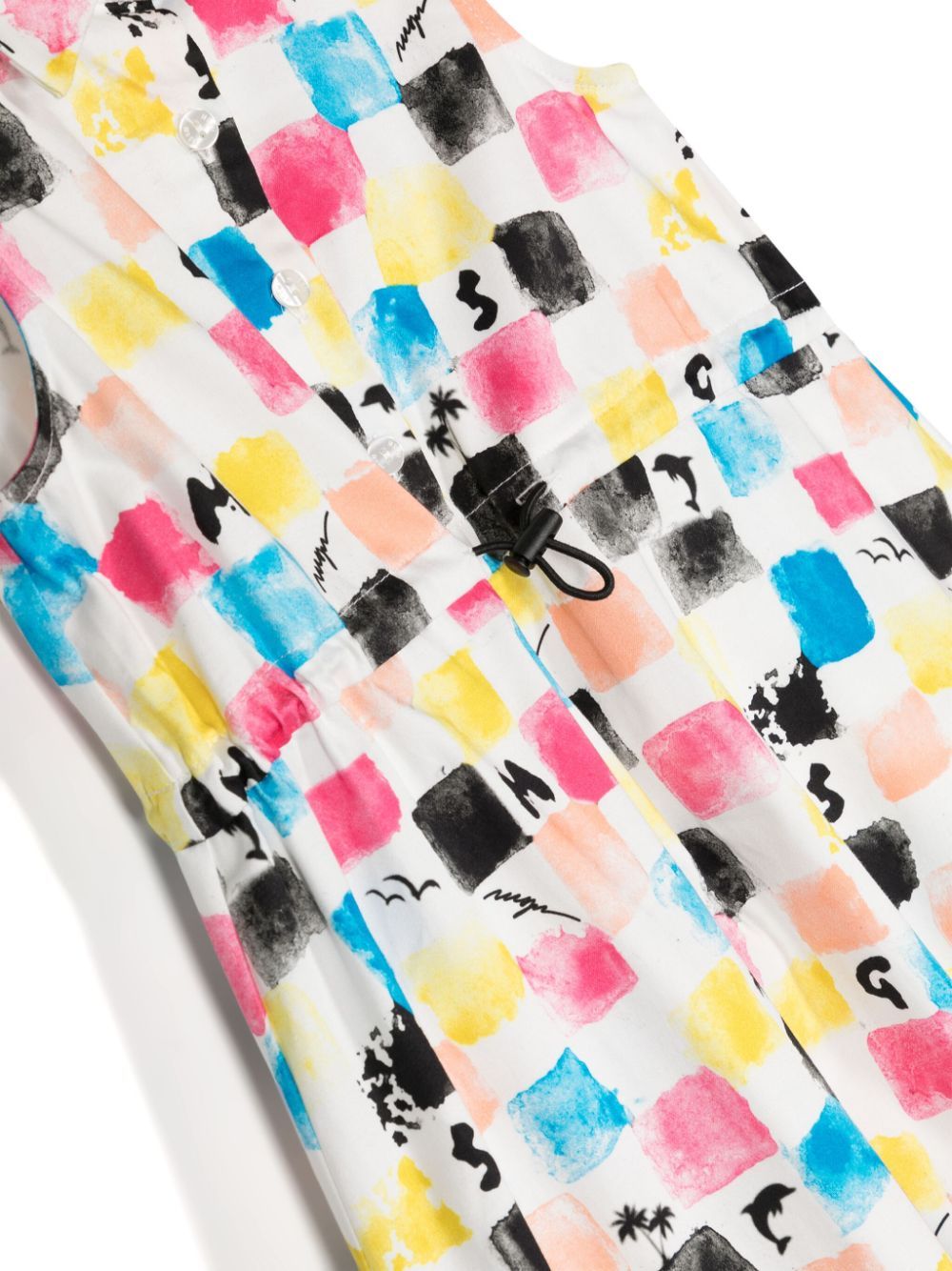 Msgm Graphic-print Drawstring Dress In White