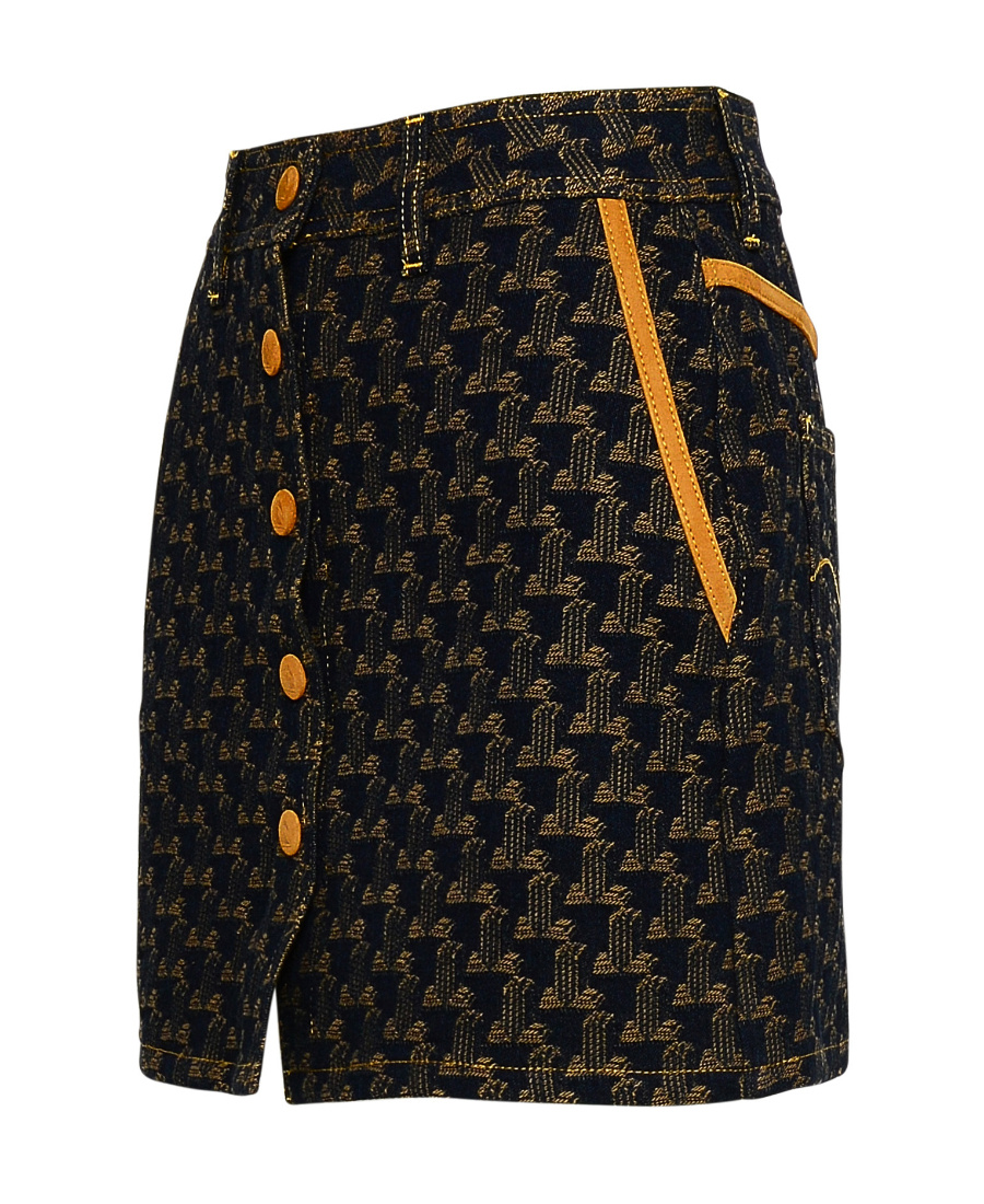 Lanvin Logo-jacquard Denim Skirt In Black