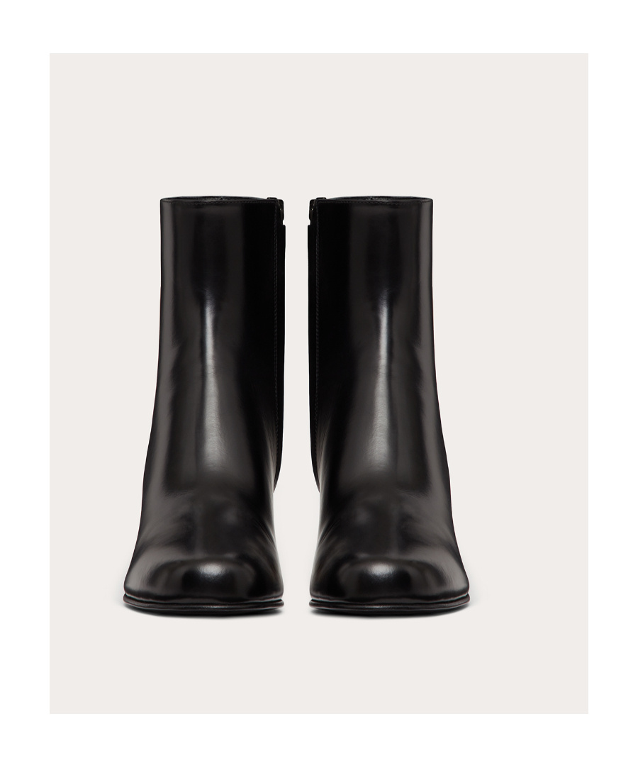 Shop Valentino Vlogo Heel Ankle Boots In Black