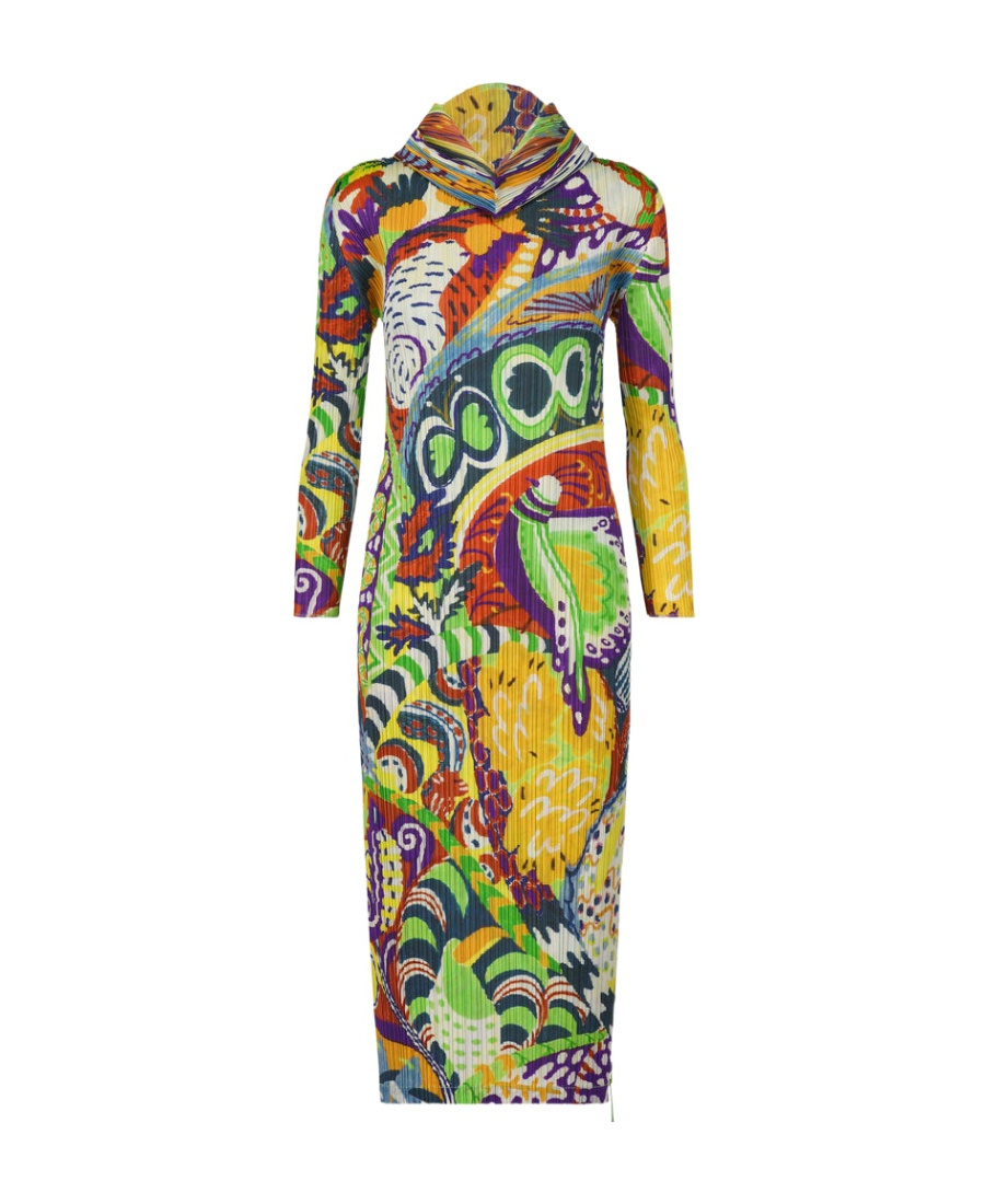 Shop Issey Miyake Snowrunner Plissé Midi Dress In Multicolor