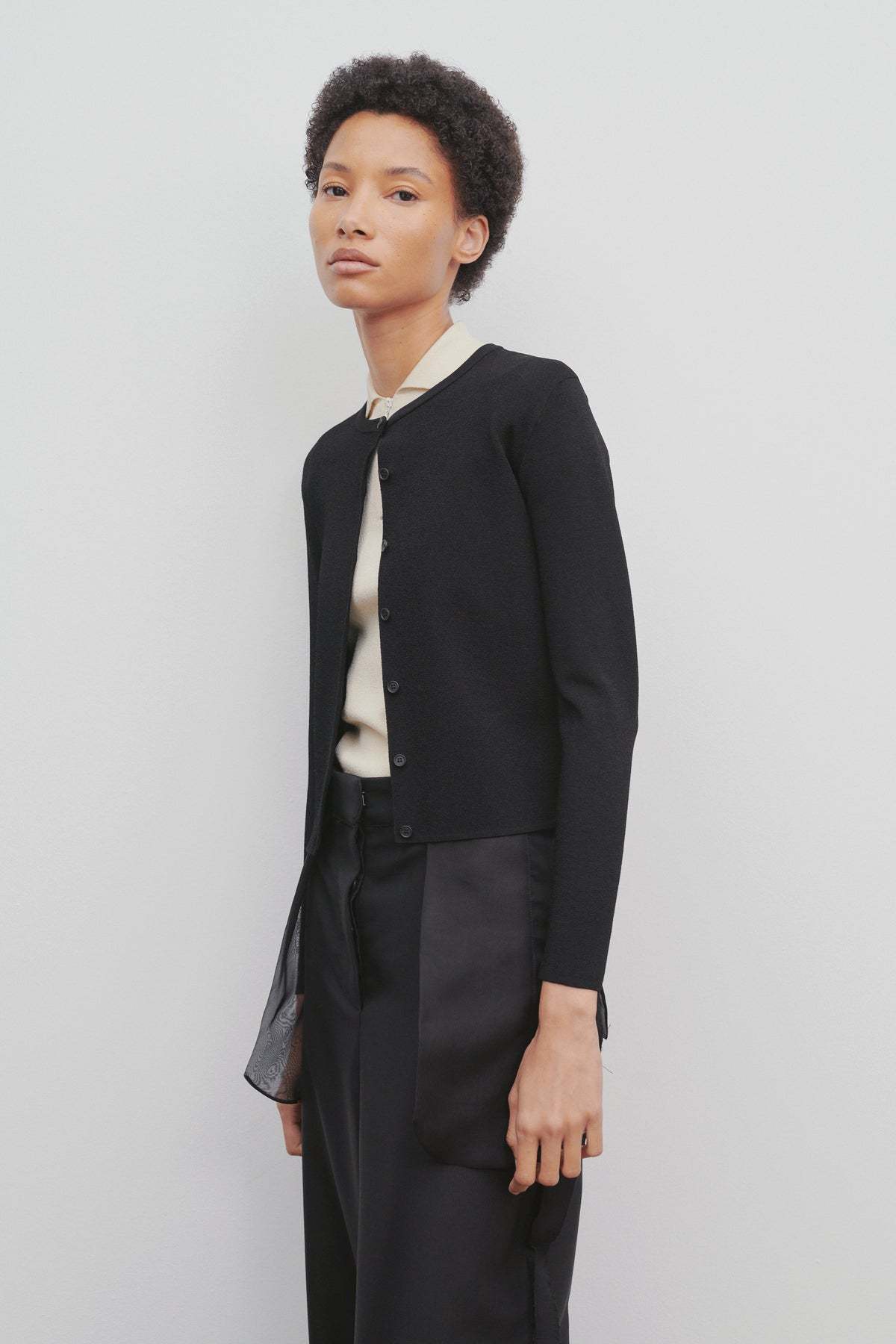 The Row Long-sleeved Button-down Cardigan In Black