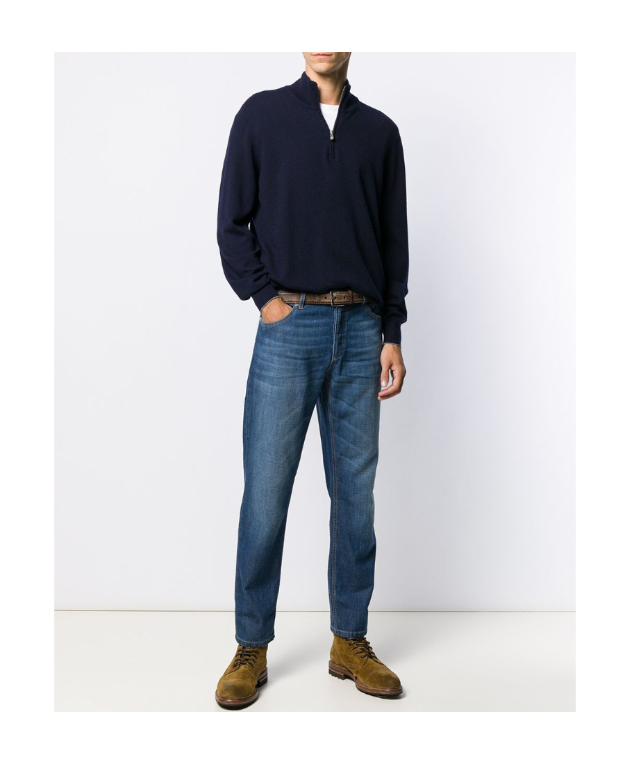 Brunello Cucinelli Zip-front Cashmere Sweater In Black