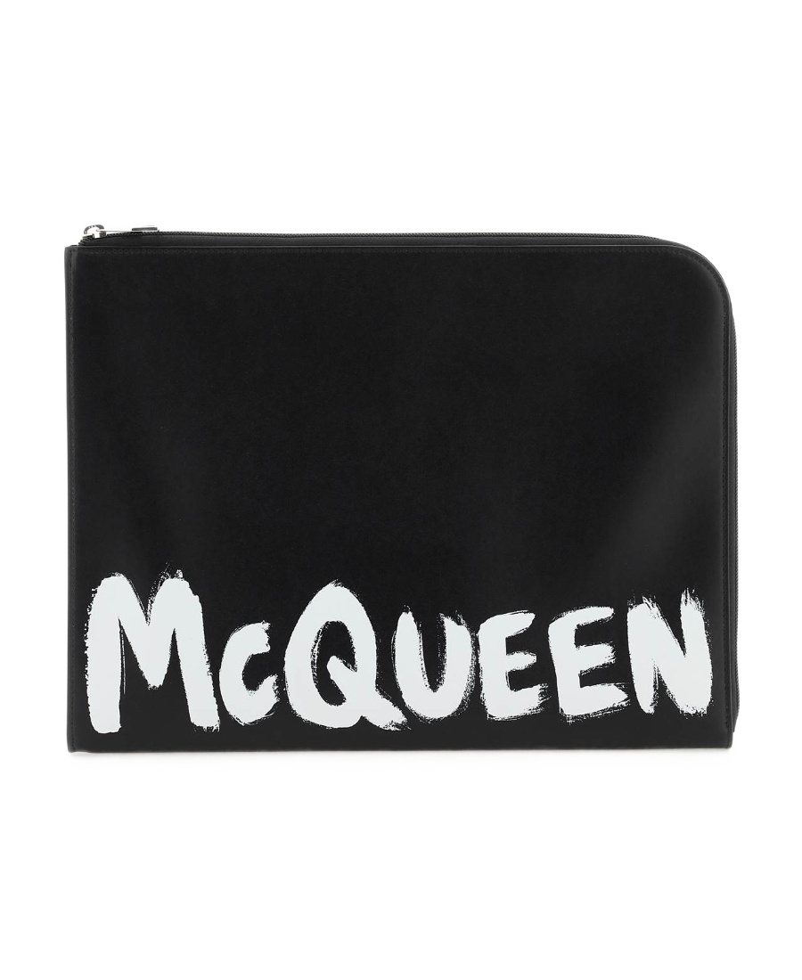 Alexander Mcqueen Logo-printed Zip-around Wallet In Black