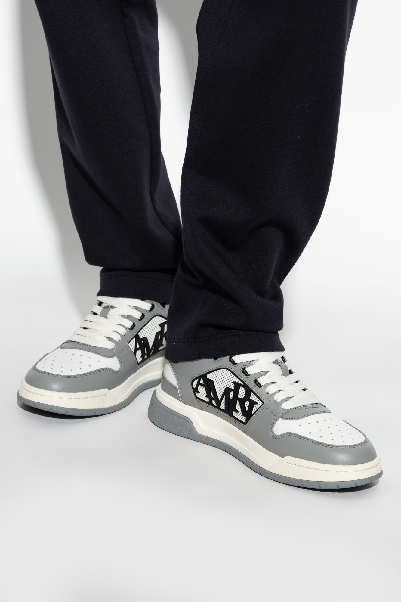 Amiri Grey 'classic Low' Sneakers With Maxi Logo On The Side And Logo Patch On The Tongue In Gray
