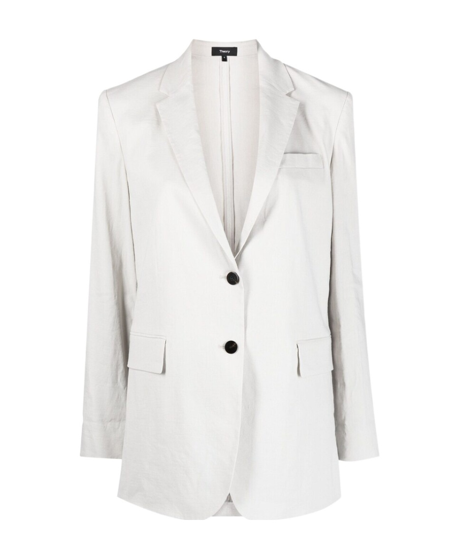 Theory Single-breasted Button Blazer In White