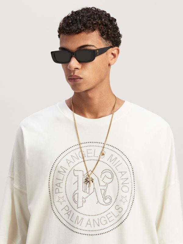 Palm Angels T-shirt With Round Neck And Short Sleeves In White