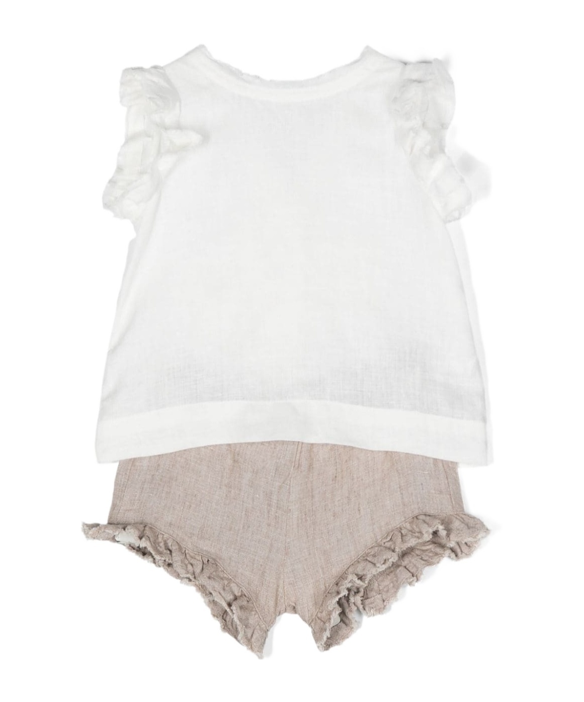 Il Gufo Bow-detailing Linen Short Set In White
