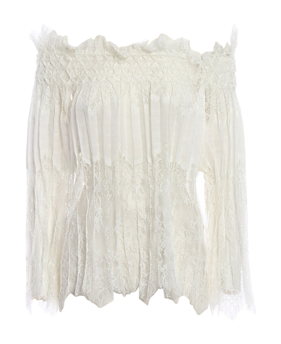 Ermanno Scervino Lace Details Shoulder-length Blouse In White