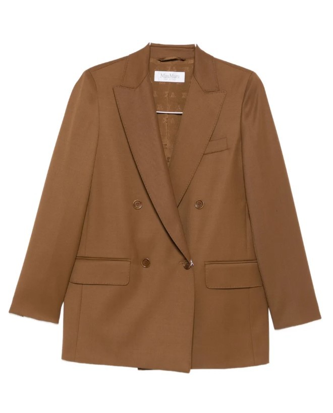 Max Mara Long-sleeved Suit Jacket In Brown