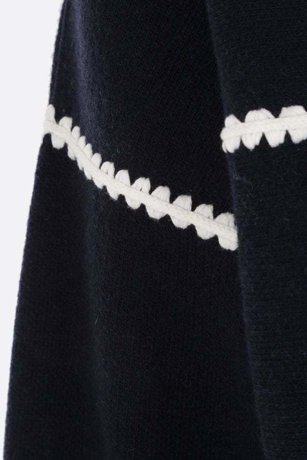 Palm Angels Navy And White Knit Sweater With Paint Monogram Stripes In Black