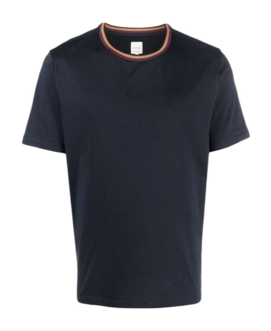 Shop Paul Smith Stripe-trim Organic Cotton T-shirt In Black