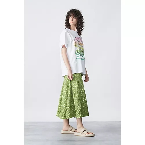 Ganni Green Polka Dot Midi Skirt In Green