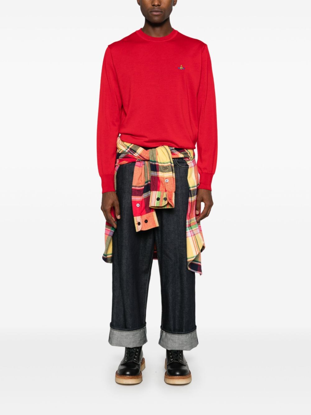 Vivienne Westwood Wool Knit Crewneck Sweater In Red
