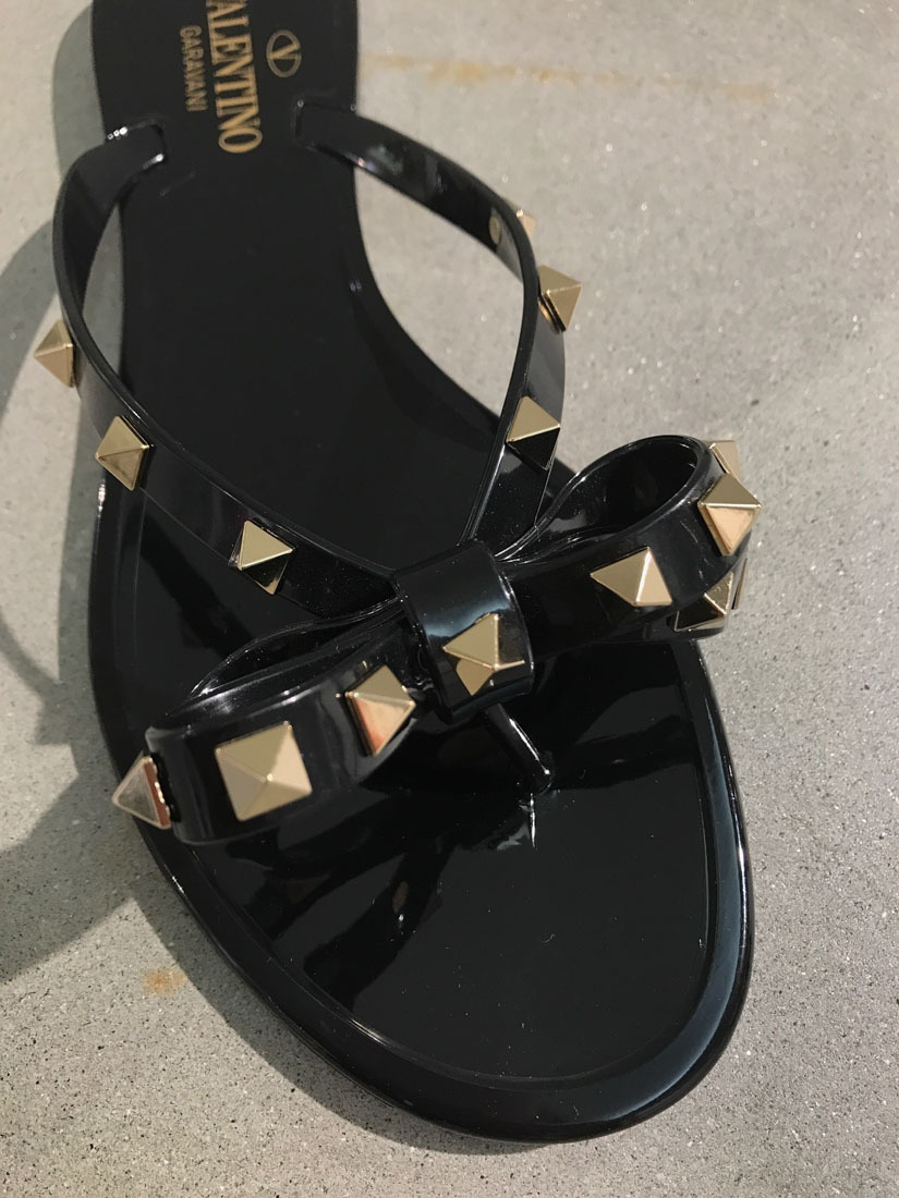Valentino Heel Sandals With Bow Accent And Studded Embellishments In Black