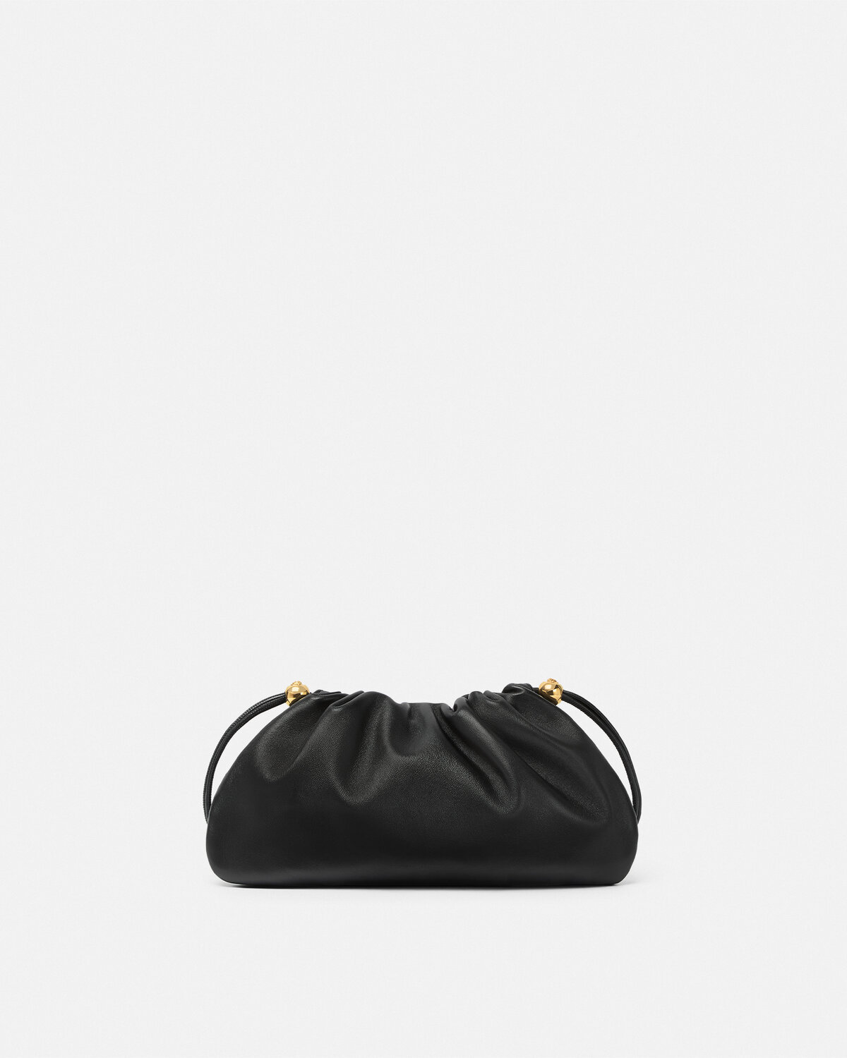 Versace Small Tag Drawstring Clutch Bag In Black