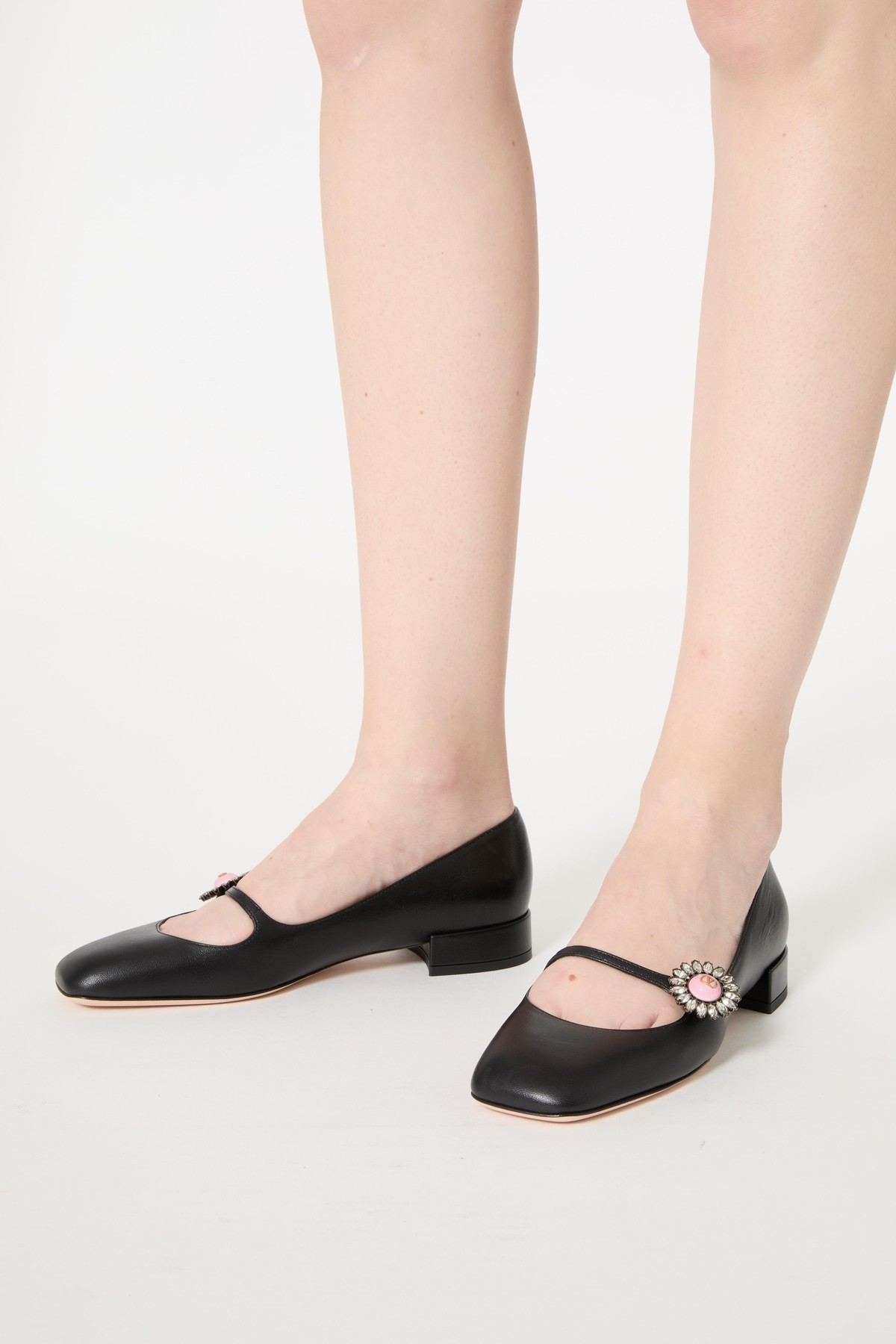 Valentino Square-toed Flats In Black