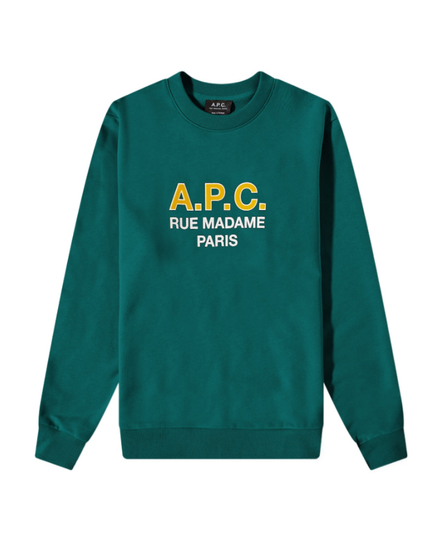 Apc Logo-print Cotton Sweatshirt In Green
