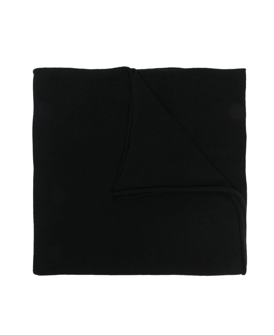 Jil Sander Cashmere Logo-patch Scarf In Black