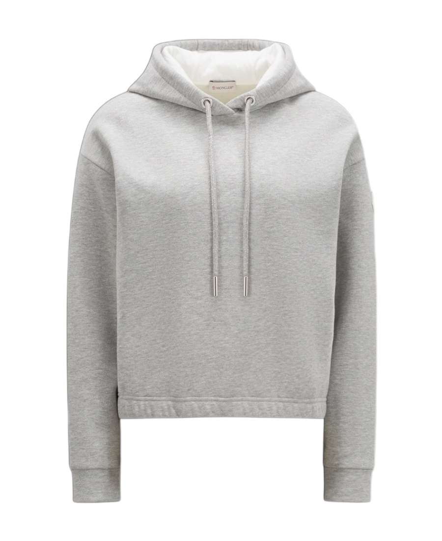 Moncler Logo-patch Cotton Hoodie In Gray