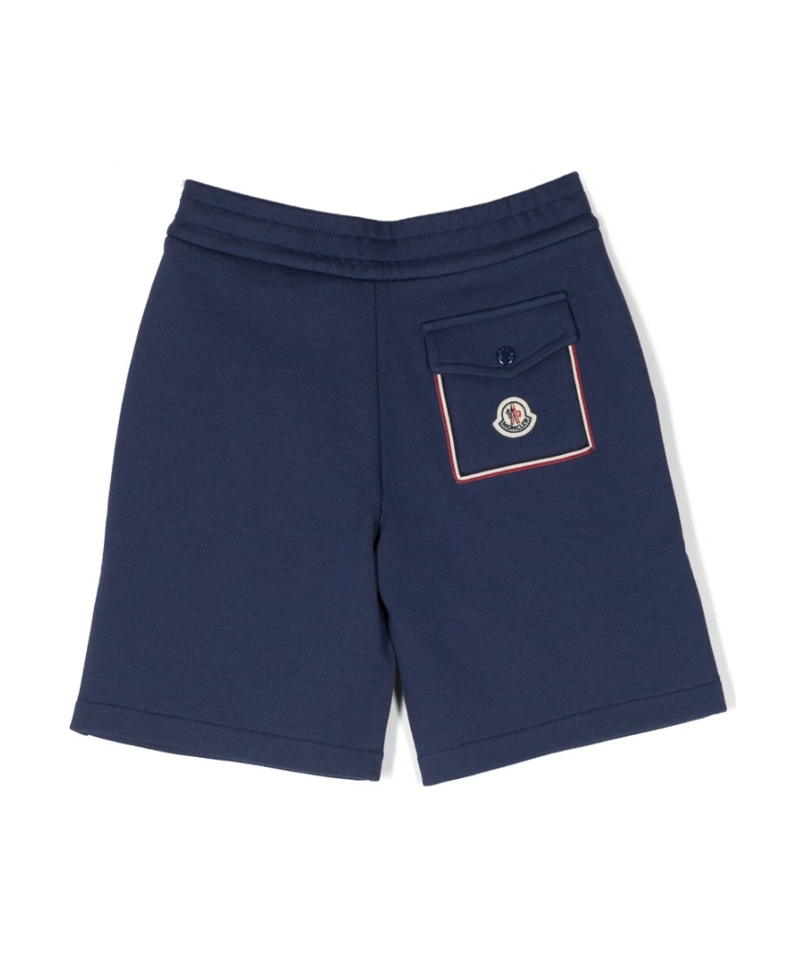 Moncler Logo-patch Cotton Shorts In Blue
