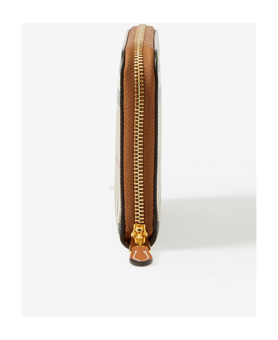 Burberry Checked Zipped Leather Wallet In Nude