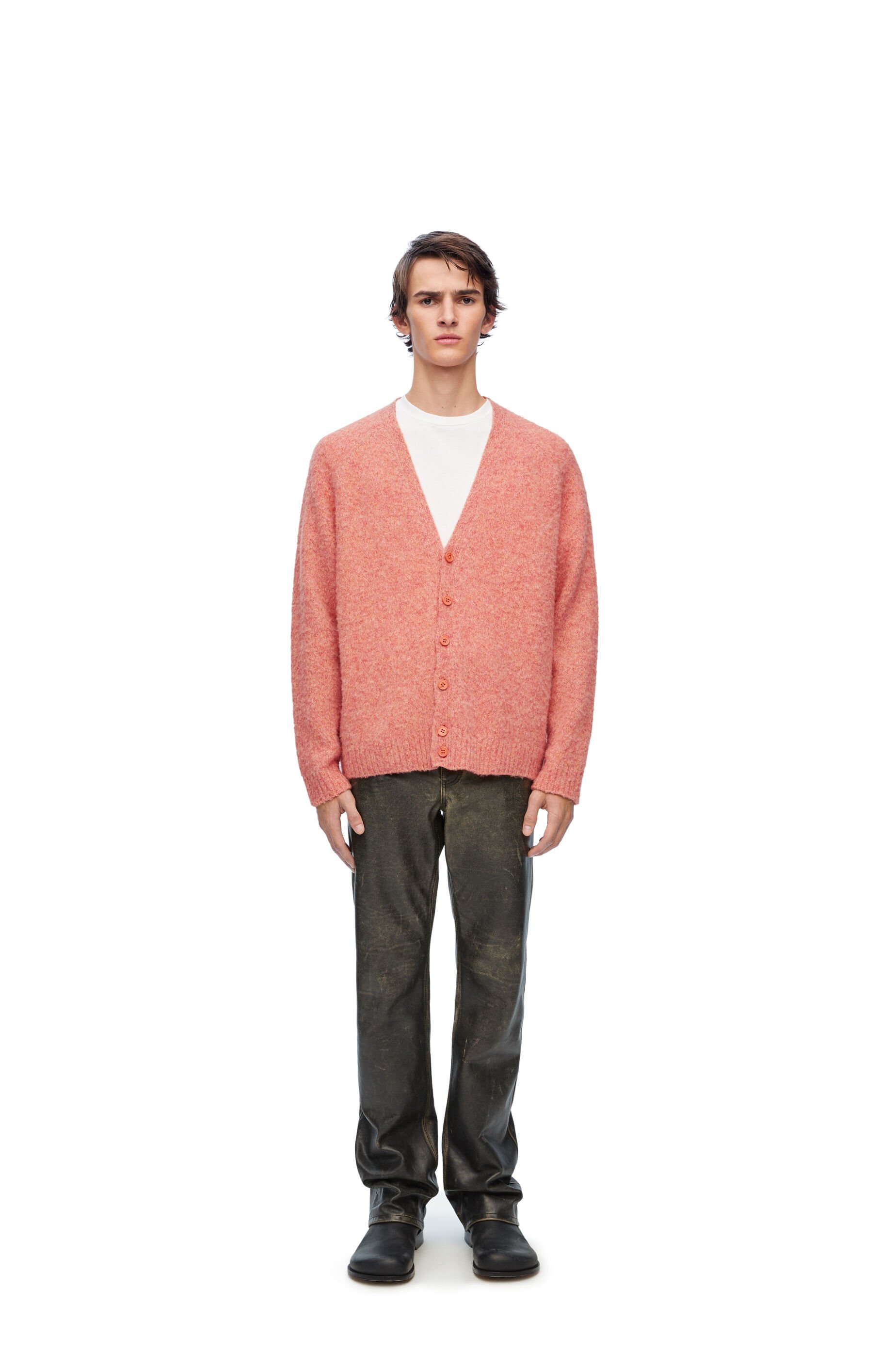 Loewe Two-tone Wool Cardigan In Pink