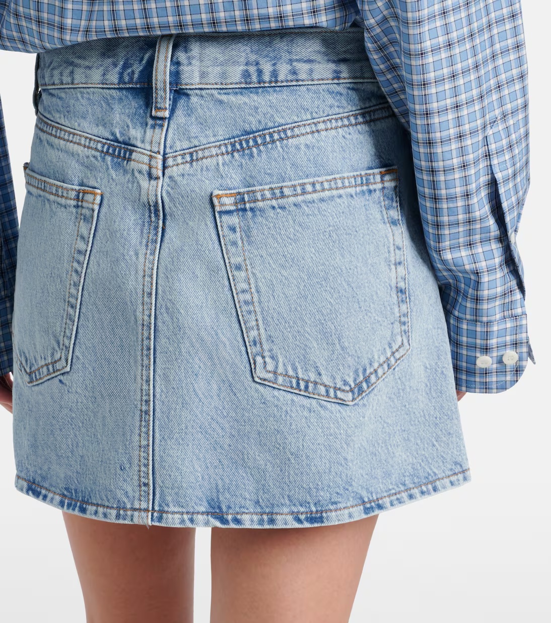 Frame High-waisted Denim Skirt In Blue