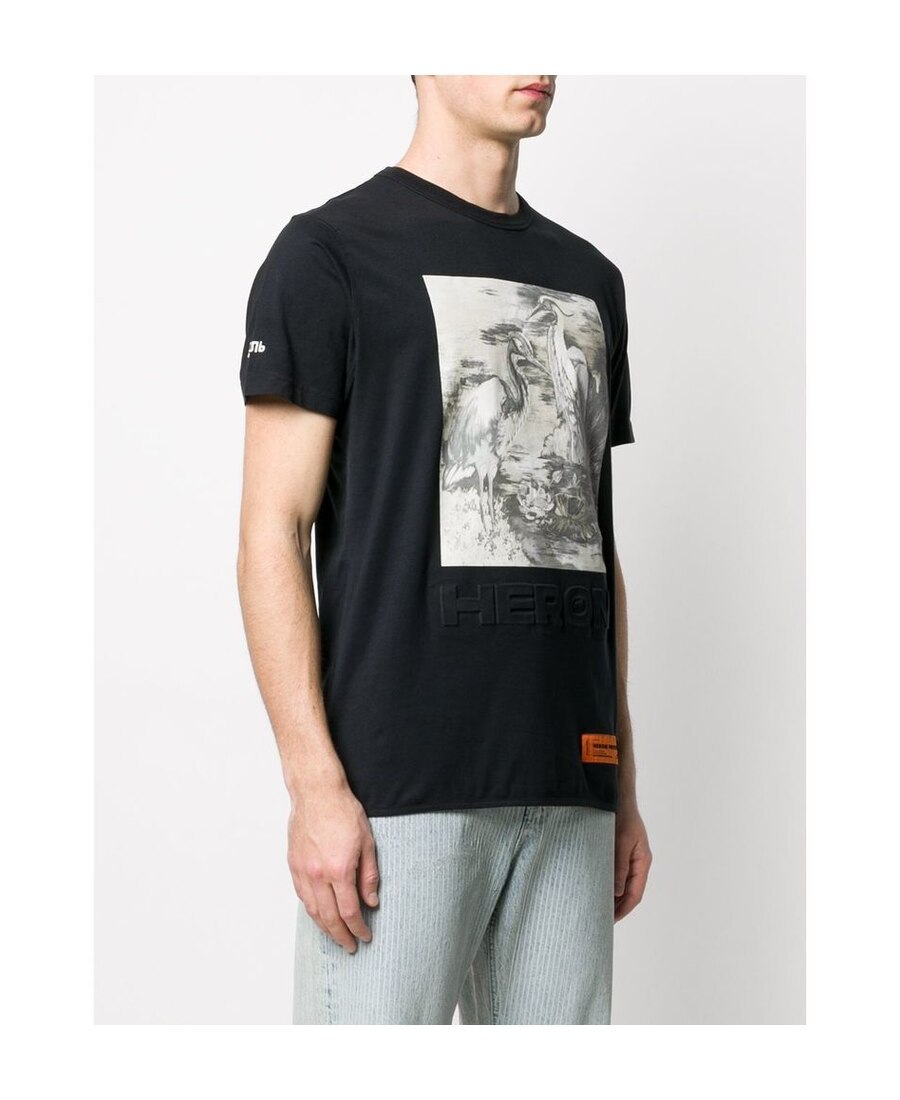 Heron Preston Crew Neck Heron Print T-shirt In Black