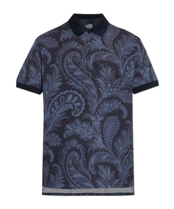 Etro Floral Paisley Print Polo T-shirt In Blue