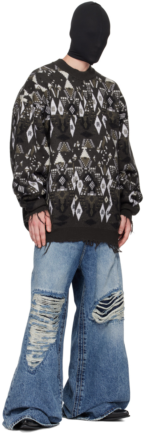Vetements Gray Destroyed Sweater In Black