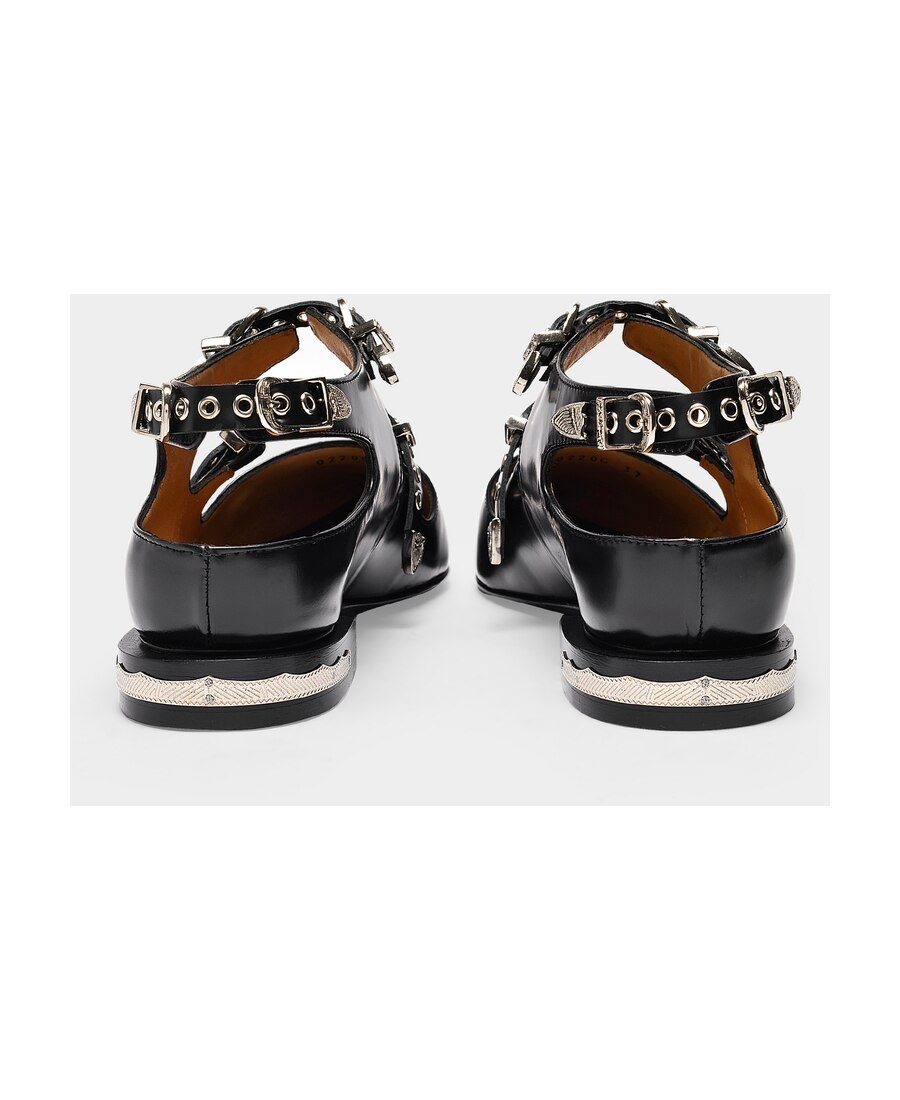 Toga Buckle Flats In Black