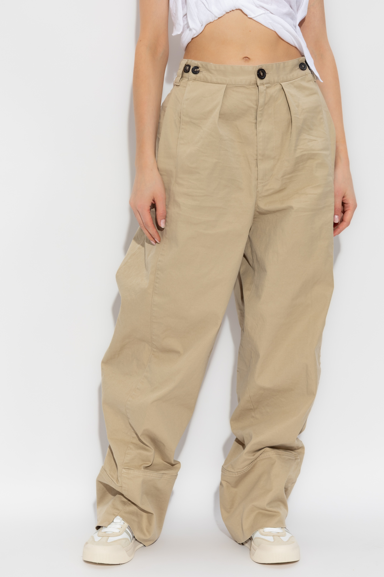 Dsquared2 Cotton Trousers In Neutral