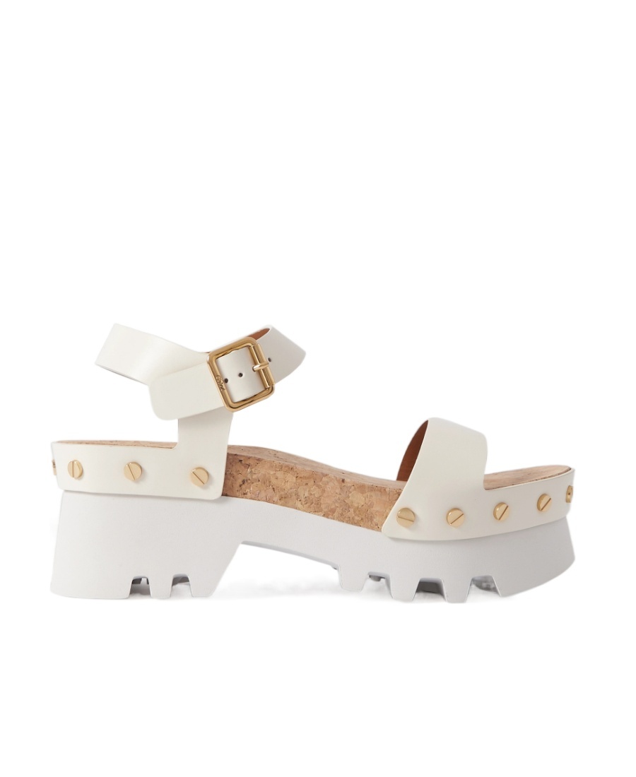 Chloé Stud-embellished Buckle-strap Sandals In White