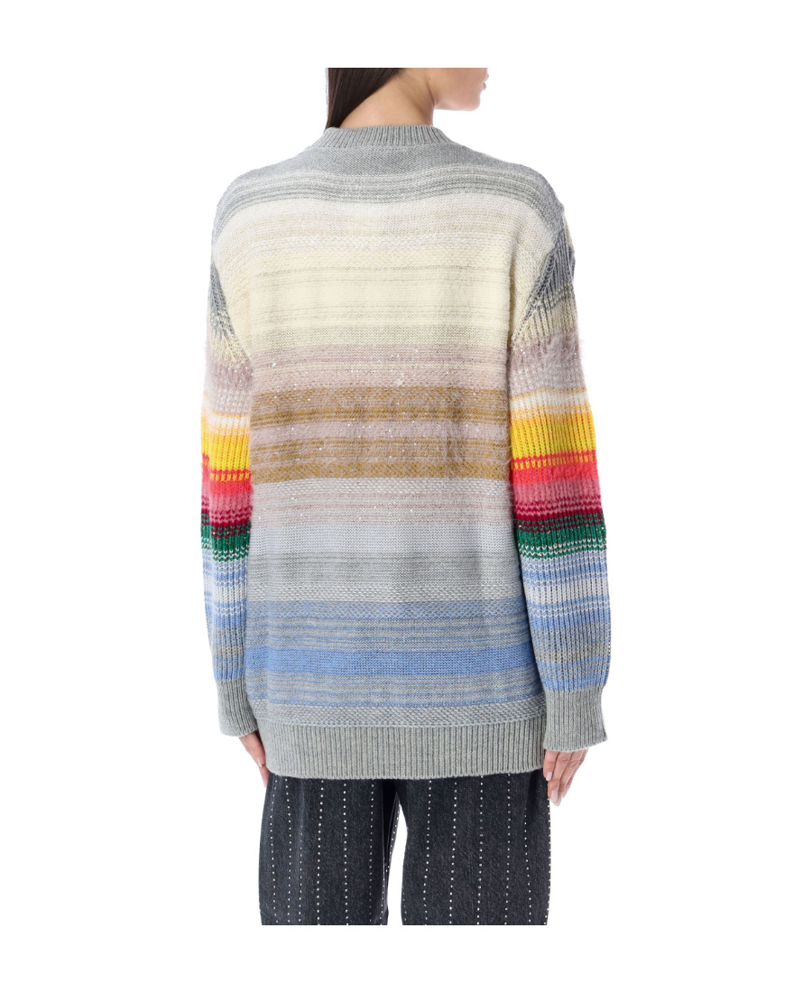 Stella Mccartney Festive Smile Embroidered Intarsia Wool-blend Sweater In Gray