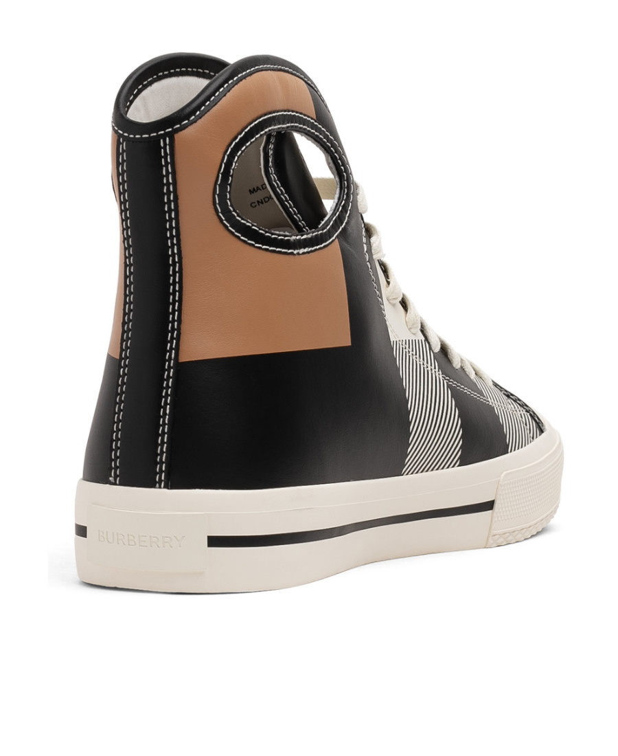 Burberry Check-print High-top Sneakers In Black